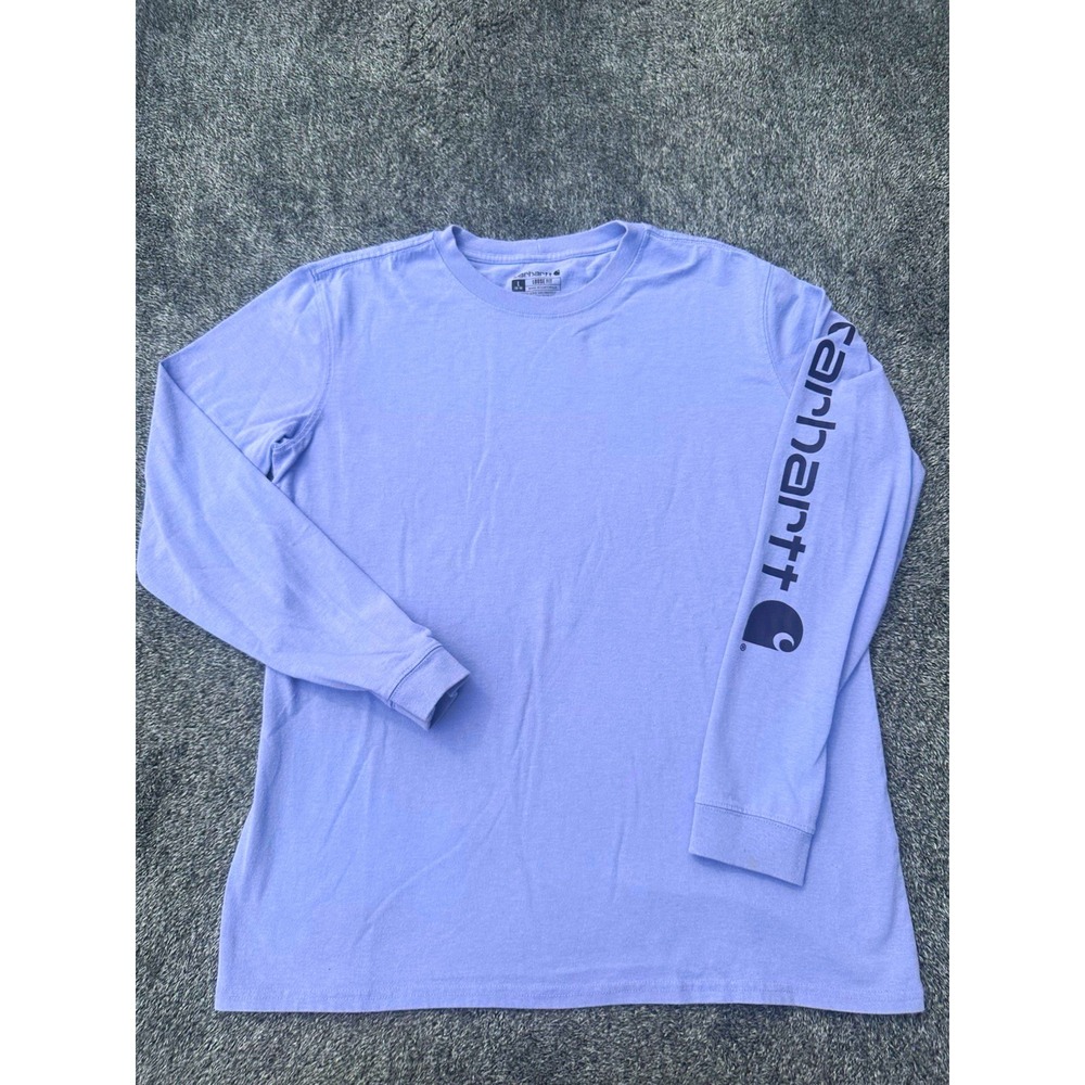 Carhartt Youth Large 12-14 Long Sleeve Shirt Purple Sleeve Logo Workwear